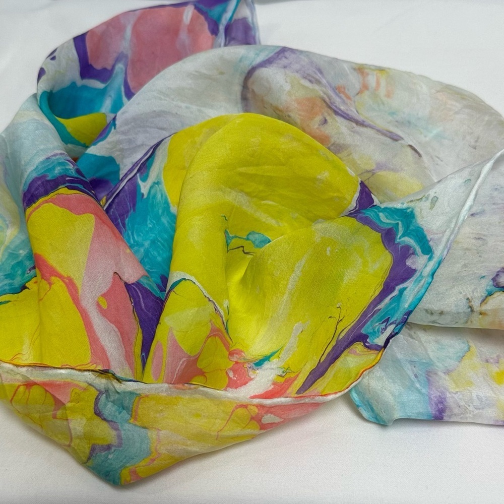 Vibrant Multi-Color Silk Scarf - Women's Lightweight Wrap